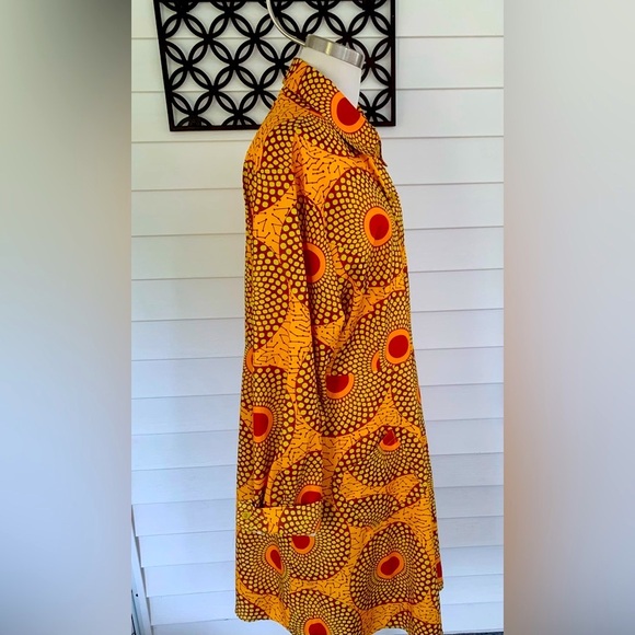 Women’s WoWo Long Sleeve orange and brown patterned button down NWT size 2 XL - Picture 4 of 5